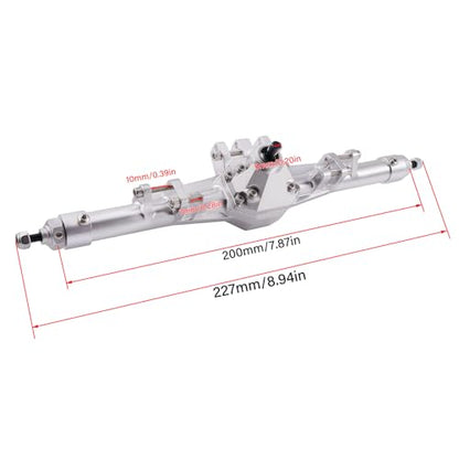 CNC Aluminum Rear Axle Assembly for 1/10 RC Crawler, Metal Axle Housing Upgrade Part for H10 RC Crawler (Black/Silver) (Silver) - color: Silver
