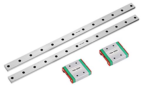 TEN-HIGH MGW7 300mm Linear Guide Rail Linear Motion Slide Rails Linear Motion Products, for 3D Printer and CNC Machine, 2pcs Rails + 2pcs MGW7C Block Bearings (Widened Rail) - size: 300mm, style: MGW7