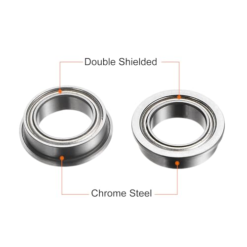 uxcell MF128ZZ Flanged Ball Bearing 8x12x3.5mm Double Shielded Chrome Steel Flange Bearings, 10pcs - size: 8x12x3.5mm