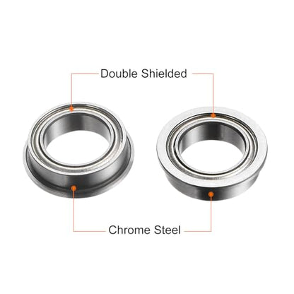 uxcell MF128ZZ Flanged Ball Bearing 8x12x3.5mm Double Shielded Chrome Steel Flange Bearings, 10pcs - size: 8x12x3.5mm