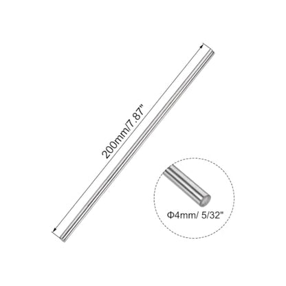 uxcell 4mm x 200mm 304 Stainless Steel Solid Round Rod for DIY Craft - 5pcs - size: 200mm