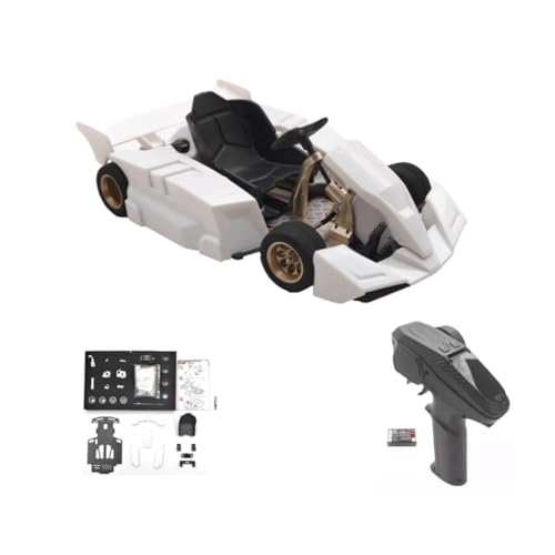 JDM-298A 1/10 Scale RC Car DIY Assemble Kit, 2.4GHz Carbon Fiber Chassis RC Drift Kart Model with 3-in-1 ESC, 30000 RPM Brushed Motor for Adults (KIT Basic Version) - color: Kit Basic Version