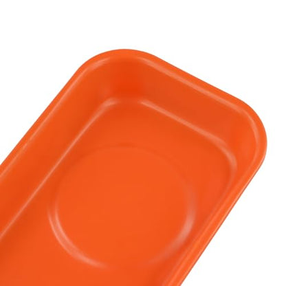 16 PCS Orange Magnet Screw Trays, 2 Sizes Stainless Steel Magnetic Parts Trays, Orange Magnetic Tool Tray for Collecting Nuts, Screws, Bolts, Small Parts 5.9x2.5/3.6x2.4 inch