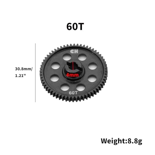 0.5M 60T Steel Spur Gear for Traxxas LaTrax 1/18 RC Cars 7640 | fits Teton, Rally, Desert Prerunner and SST; Hardened 1045 steel; Replaces 7640; includes bearings and spacer