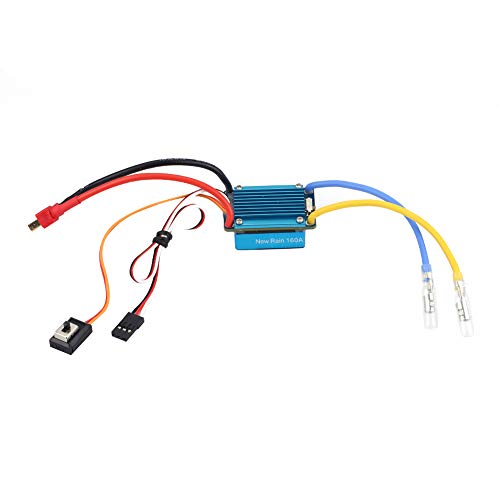 3S 160A Waterproof Brushed ESC, Electronic Speed Controller for RC Cars, High Performance ESC with 5V 1A BEC and T Plug, Durable Aluminum Alloy Case for 1/12 or Larger Scale RC Veh