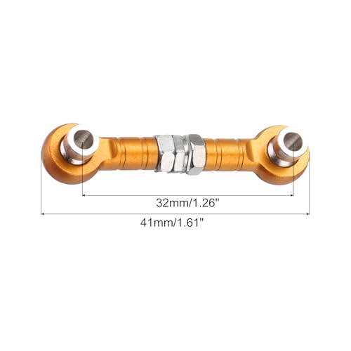 MECCANIXITY 4pcs Steering Servo Turnbuckle Rod RC Aluminum Alloy Linkages for HSP 1/10 94123 On-Road RC Car(Yellow) - color: Yellow, size: 32mm