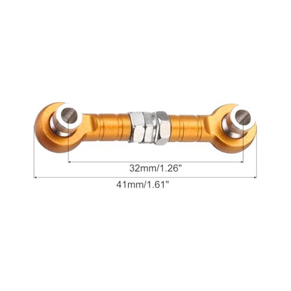 MECCANIXITY 4pcs Steering Servo Turnbuckle Rod RC Aluminum Alloy Linkages for HSP 1/10 94123 On-Road RC Car(Yellow) - color: Yellow, size: 32mm