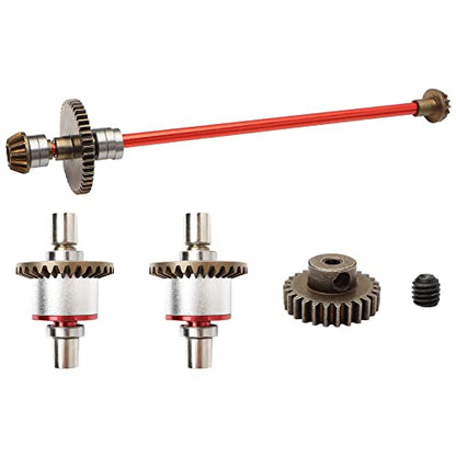 Metal Differential & Main Drive Shaft Upgraded Set Replacement Spare Parts Accessories Compatible with WLtoys 1/12 124016 124017 124018 124019 RC Car Upgrade Parts (Red) - color: 1:14 Upgraded Set