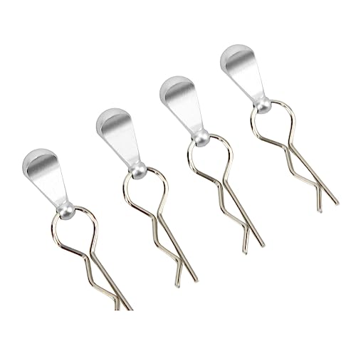 4Pcs Metal RC Car Body Clips with Pull Tabs for 1/8 1/10 Remote Control Car Upgrade Parts (Silver) - color: Silver