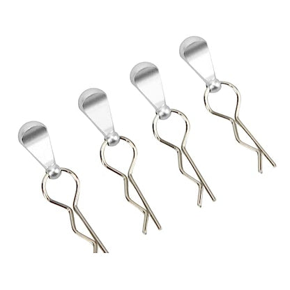 4Pcs Metal RC Car Body Clips with Pull Tabs for 1/8 1/10 Remote Control Car Upgrade Parts (Silver) - color: Silver