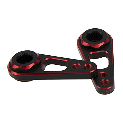 2Pack Vgoohobby Aluminum Alloy RC Double Hole 25T Steering Servo Arm Horn Compatible with Recat Axial SCX10 90046 Traxxas TRX-4 1/10 RC Crawler Climbing Car (Red-Black) - color: Red-black