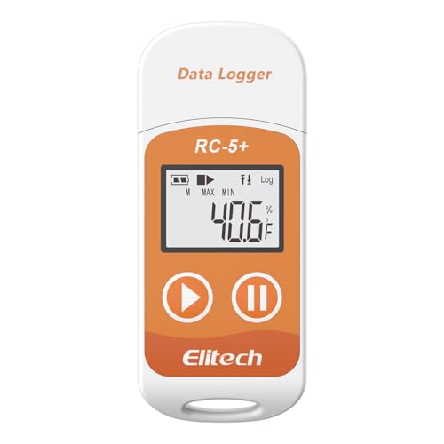 Elitech Default Fahrenheit RC-5+ Digital PDF USB Temperature Data Logger Reusable Recorder Range -22℉~158℉ Refrigerator Temperature Monitor 32000 Points Auto-generated PDF & CSV Report - color: Fahrenheit(℉)