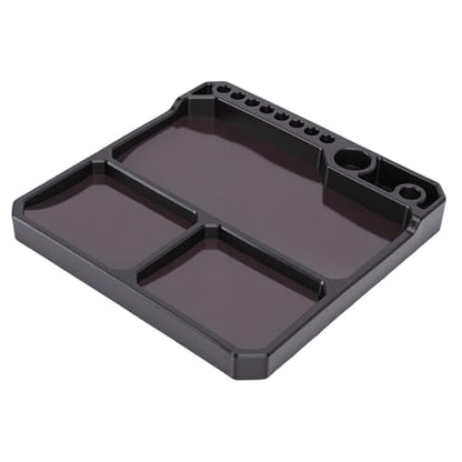 Silicone Tool Tray, Non Slip Parts Organizer with Magnetic Screw Holder, Divided Compartments for 1 10 RC Crawler Car Repair, Model Builders and Electronics Work