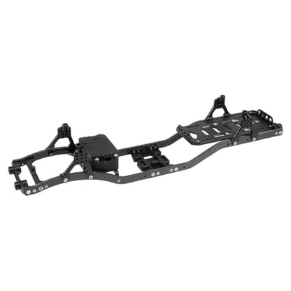 for Scx10 1/10 Skid Plate for Chassis with Carbon Fiber Rails Aluminum Brace Receiver Box Adjustable Shock Mount Battery Tray RC Crawler RC Car Parts(Black) - color: Black