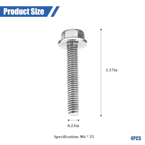 4PCS M6 x 35mm Car Mounting Bolt Screws Kit, OEM#W706175S43 | 304 stainless steel construction, replacement screw design, compatible with F-600 super duty E-350, car accessories - size: M6*35