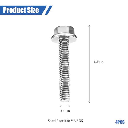 4PCS M6 x 35mm Car Mounting Bolt Screws Kit, OEM#W706175S43 | 304 stainless steel construction, replacement screw design, compatible with F-600 super duty E-350, car accessories - size: M6*35