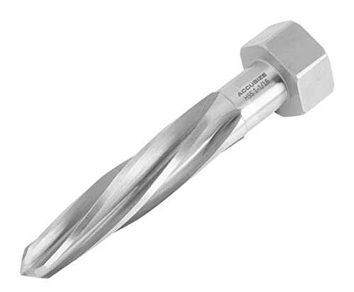 Accusize Industrial Tools H.S.S. Aligning Reamer - 1-1/16'' Diameter, 5'' Flute, 7'' OAL, Hex Shank, Spiral Flute, 0523-6055 - size: 1-1/16 inch