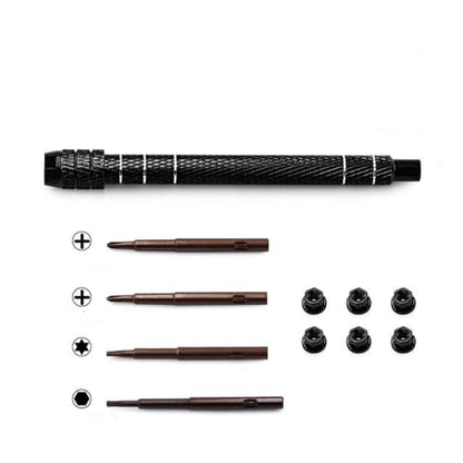 1/30 RC Screwdrivers Set H1.3 Hex T4 Plum Phillips 1.5mm 2.0mm Precision Bits With M2 Nuts Screw Driver Repair Tool Kit For 1:30 1:32 Crawler Car Axial SCX30 0.7" Tires Wheels (Black) - color: Black