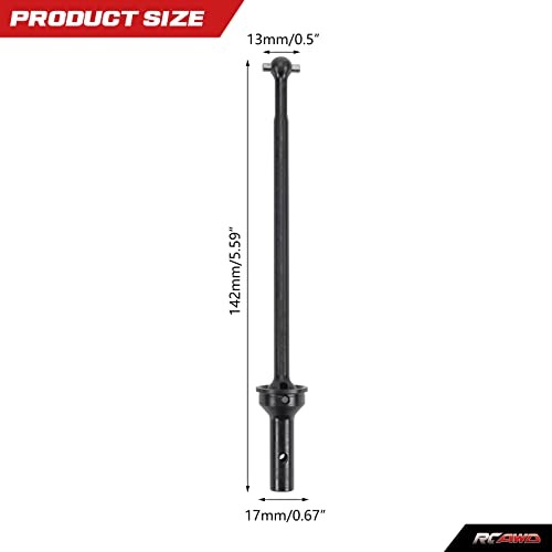 RCAWD Front Rear CVD Driveshaft 142mm #45 Steel for Arrma Mojave 6S BLX RTR EXB Roller Upgrade Parts (Black)