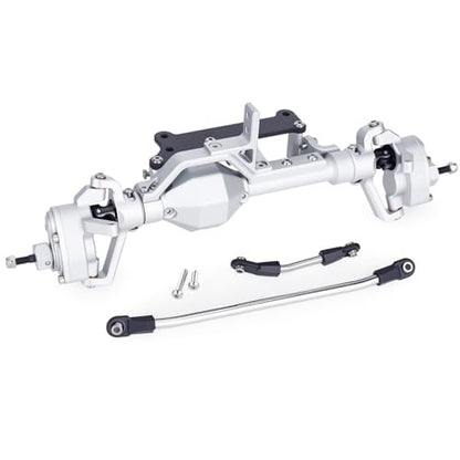  Front Rear Portal Axle Set CNC Aluminum & Brass 4WS Axles for 1/10 RC Crawler Axial Capra 1.9 UTB Cheater Rigs LCG Chassis Upgrade Parts (Silver Front Rear Kit) - color: Silver Front Rear Kit