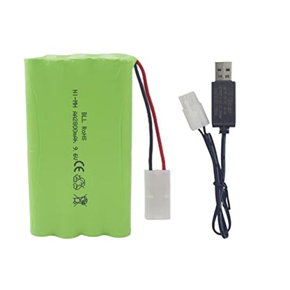 9.6V 2800mah AA Rechargeable Batteries with Tamiya Plug with USB Charging Cable for RC Toy Cars Trucks Tanks Engineering Vehicles Remote Control Boats Rechargeable Batteries