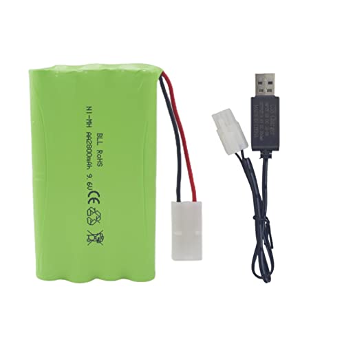 9.6V 2800mah AA Rechargeable Batteries with Tamiya Plug with USB Charging Cable for RC Toy Cars Trucks Tanks Engineering Vehicles Remote Control Boats Rechargeable Batteries