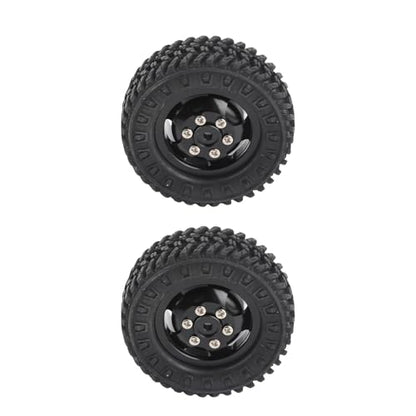 RC Wheels, Durable Rubber Tires with Aluminium Alloy RC Truck Wheels 55mm Diameter for D12 1/10 Scale RC Cars Off-Road Enthusiasts and Hobbyists