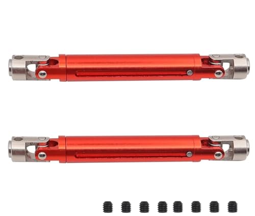 Aluminium Alloy 105-150MM Universal Drive Shaft for 1/10 Redcat Gen7 GEN8 Axial SCX10 SCX10-II/Pro D90 Axial SMT10 RC Crawler Upgrade Parts 2PCS/Set(Red)