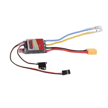 60A ESC RC Car Brushed Electric Speed Controller for 380 390 540 550 Motors, 2-3S Lipo Compatible with 1/10 1/12 1/16 Buggy Truck Crawler XT60