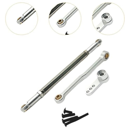 Servo Link Rod Metal Steering Rod High Strength RC Car Push Rods Linkage Rod End for 1:12 99S MN78 Trucks DIY, Silver - color: Silver