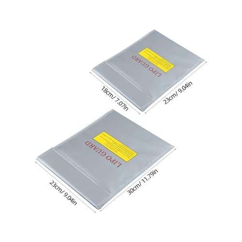 2pcs Lipo Battery Storage Bag - Fireproof and Explosion-Proof Lithium Battery Pouch - Fire-Resistant Pouch for Safe Charging Small Electronics Protection - color: Silver