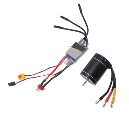 Generic Brushless Motor ESC Combo 3300KV 75A, High Speed RC Motor Set with Design for 1/10 1/8 RC Cars Boats