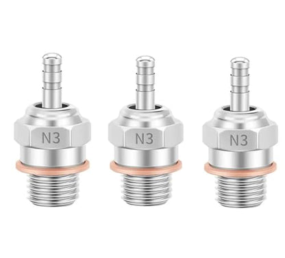 3PCS RC Glow Plugs No.3 N3 Hot 70117 Nitro Engine Parts Replace OS 8 for Losi HPI Redcat HSP Himoto 1/8 1/10 RC Car Truck Buggy（Silver