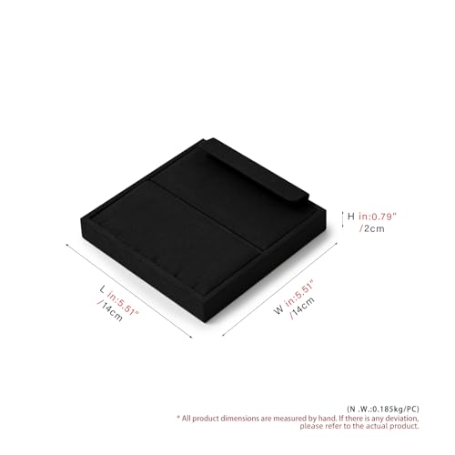 Oirlv Black Microfiber Jewelry Earring Necklace Tray | Soft Black Microfiber Meterial, 5.51"X5.51"X0.79" with Combination Earring/Necklace Display, Versatile Display Solution - style: P13707