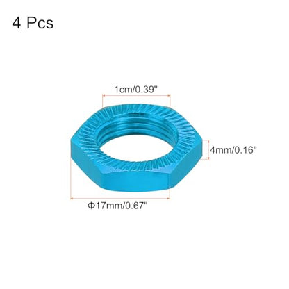 MECCANIXITY Aluminum 17mm RC Wheel Nut Thread M12x1.0mm Hex Wheel Nuts RC Wheel Nut for 1/8 RC Model Car Trucks Off Road Car Upgraded Parts Pack of 4(Blue) - color: Blue