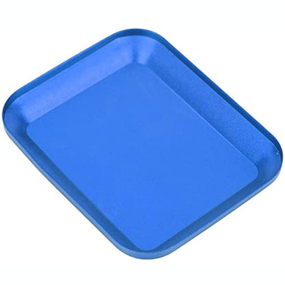 Screw Tray with Magnetic Pad, Aluminium Screws Disk Pallet for Repair Tool of RC Model Car Helicopters Airplanes-Blue