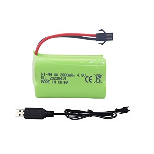AA 4.8V 2800mah SM-2P Plug Rechargeable Battery with USB Charging Cable for Electric Toys Robot RC Boat 1/28 Stunt RC car C128 1/28 NB2801 NB2802 NB2803 Double-Sided Tumbling Spin Stunt Car
