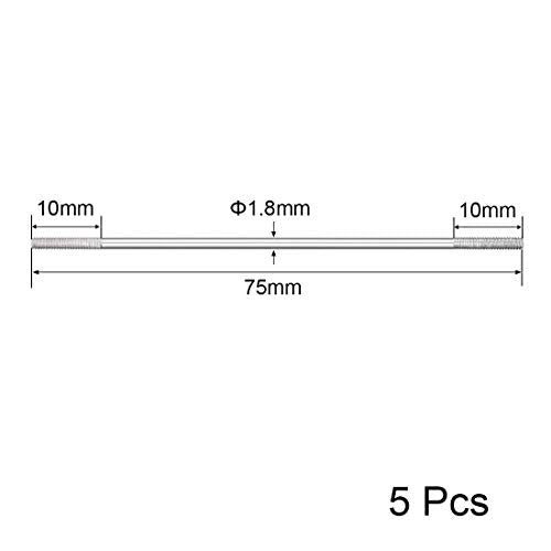 uxcell M2x75mm Pushrod Connector Stainless Steel Rod Linkage,for RC Boat,Car,Airplane,Helicopter,5pcs - size: M2x75mm