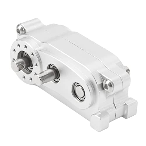 ZAWELYIO 2 Speed Gear Box Transfer Case for Axial SCX10 1/10 Scale Crawlers - 313mm WB CNC Machined with Dual Ratio Output (Silver) - color: Silver