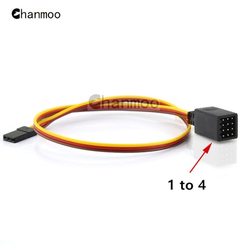 RC JR Style Servo Splitter 1 Male to 2/3/4/5/6 Female Y Harness Leads Y Splitter Cable Lead Wire 350mm for RC Cars Airplane Drone Receiver Servo ESC Cable Servo Fan 2Pcs (1 Male to 4Female) - style: 1 Male to 4Female