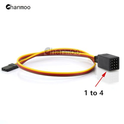 RC JR Style Servo Splitter 1 Male to 2/3/4/5/6 Female Y Harness Leads Y Splitter Cable Lead Wire 350mm for RC Cars Airplane Drone Receiver Servo ESC Cable Servo Fan 2Pcs (1 Male to 4Female) - style: 1 Male to 4Female