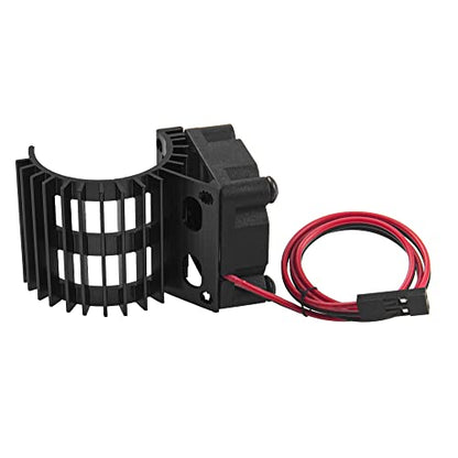 ShareGoo Aluminum 380 390 Motor Heatsink with Cooling Fan Electric Engine Heat Sink Compatible with HSP HPI Wltoys Himoto Redcat 1/16 1/18 RC Car (Black) - style: Black