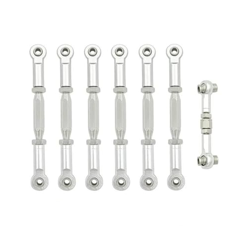 RC Tie Link Rods Compatible with for traxxas for Slash 4X4/2WD 1/10 RC Car Upgrade Parts 1 Set 7 Pcs Metal Turnbuckle Camber Link End Adjustable Kit(Silver) - color: Silver
