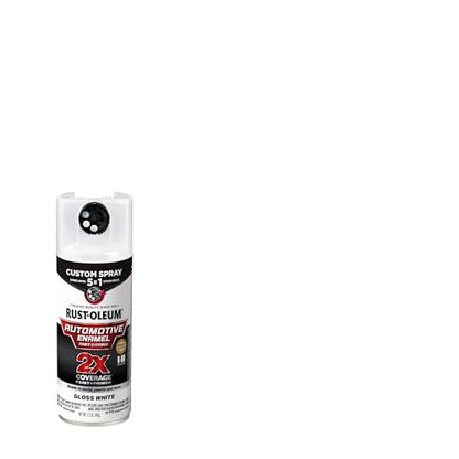 Rust-Oleum 2X Automotive Enamel 5-in-1 Spray Paint, Gloss White | Fast Dry, Adjustable Custom Spray Dial, Multi Surface (Metal, Wood, Plastic and More), Any Angle, Ultimate Coverage - color: Gloss White, size: 12 Ounce (Pack of 1)