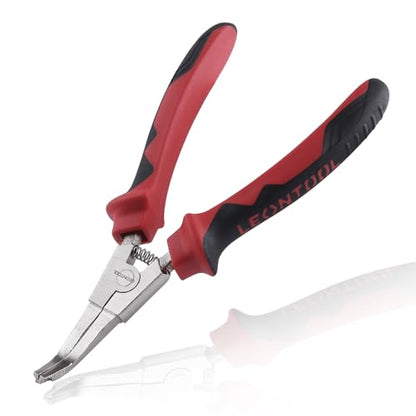 8 Inches Lock Ring Pliers Bent Nose Reverse Pliers with Hole | Flat Snap Ring Pliers for Transmission Transfer Cases, Special Circlip Pliers, Angle Tip Retaining Ring Pliers Spreader - size: 8" Bent Nose with Hole
