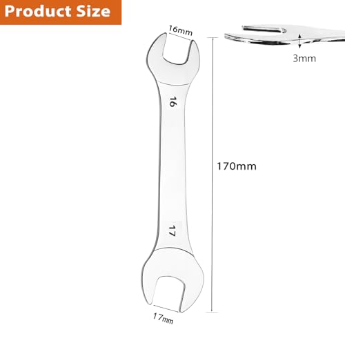 Super-Thin Open End Wrench, 3mm Ultra Thin Open End Wrenches 16 x 17mm Chrome Vanadium Steel Wrench for Tight Spots Repair - size: 16 x 17mm
