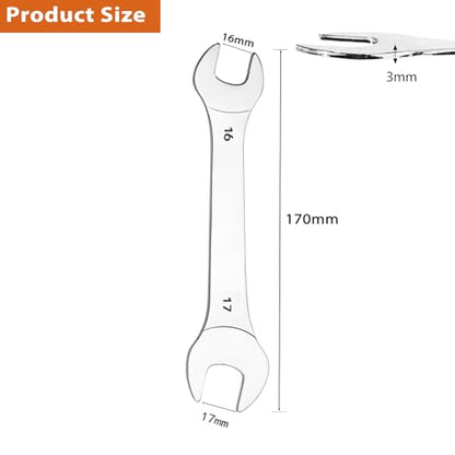 Super-Thin Open End Wrench, 3mm Ultra Thin Open End Wrenches 16 x 17mm Chrome Vanadium Steel Wrench for Tight Spots Repair - size: 16 x 17mm