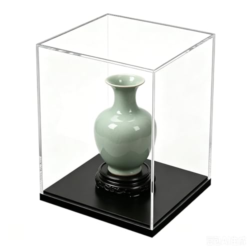 Acrylic Display Case, Clear Acrylic Display Box for Diecast Models, Dustproof Showcase with Black Base for Spaceships & Figures, No Assembly, 5.9 x 5.9 x 8.2 Inch - size: 5.9 x 5.9 x 8.2 Inch