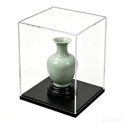 Acrylic Display Case, Clear Acrylic Display Box for Diecast Models, Dustproof Showcase with Black Base for Spaceships & Figures, No Assembly, 5.9 x 5.9 x 8.2 Inch - size: 5.9 x 5.9 x 8.2 Inch