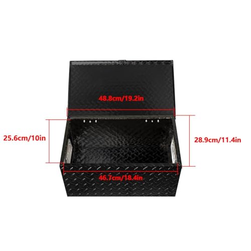 Silscvtt 20 * 12 * 9.6 Inch Black Aluminum Diamond Plate Tool Box with Key Locks - Durable Pickup Truck Toolbox